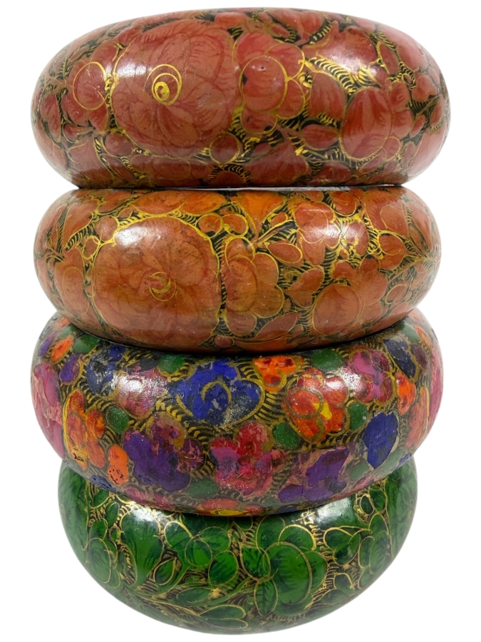 (4) Vintage Kashmiri Paper Mache Bangles 3W