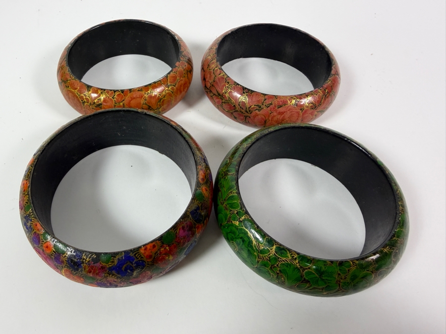 (4) Vintage Kashmiri Paper Mache Bangles 3W [Photo 3]