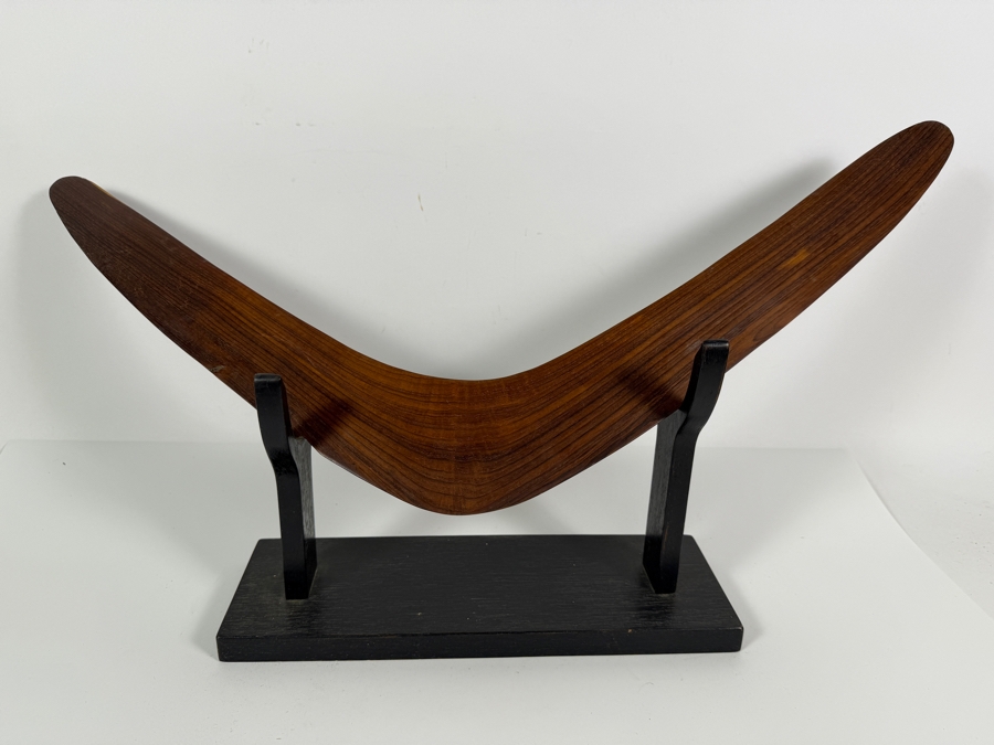 Vintage Australian Aboriginal Hand-carved Boomerang with Stand 24.5'W X 12'H [Photo 6]