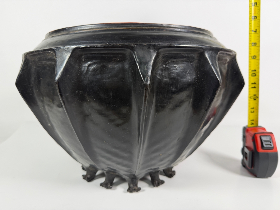 Large Black/Red Lacquer Myanmar Burmese Footed Bowl 15.5W X 10.5H [Photo 4]