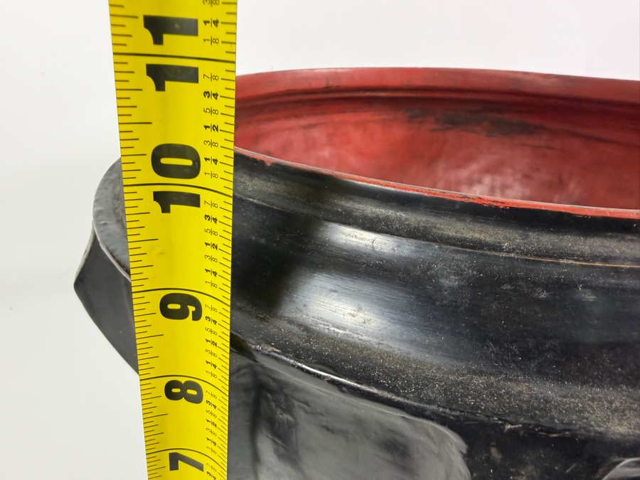 Large Black/Red Lacquer Myanmar Burmese Footed Bowl 15.5W X 10.5H [Photo 11]