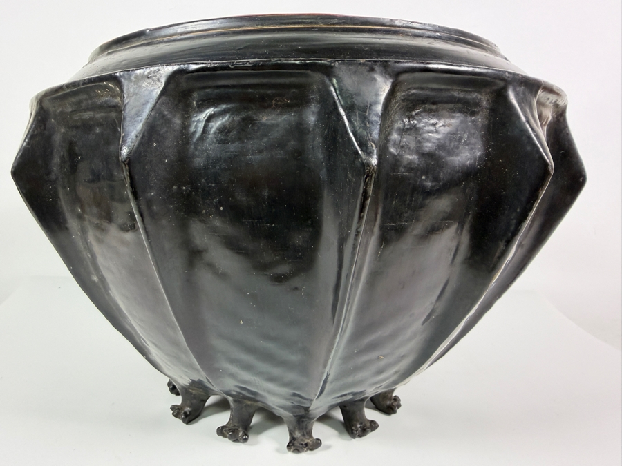 Large Black/Red Lacquer Myanmar Burmese Footed Bowl 15.5W X 10.5H [Photo 6]