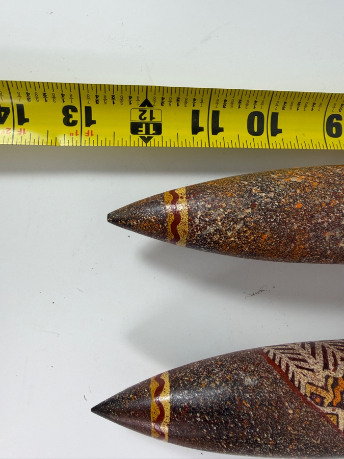 Pair of Vintage Australian Aboriginal Hand-painted Clap Sticks Percussion Instruments Used in Aboriginal Ceremonies 13L [Photo 9]