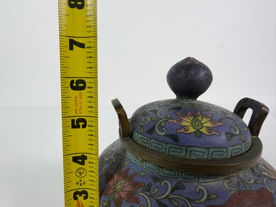 Antique Chinese Gilt Decorated Cloisonne Enamel Tri-foot Censer Signed Underneath 6.5'H Retailed for $900 [Photo 15]