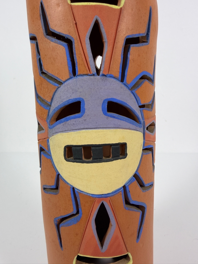 Robin Chlad Signed Terracotta 'Hopi Sun Kachina' Luminaria Sculpture Dated 1989 7W X 16H [Photo 5]