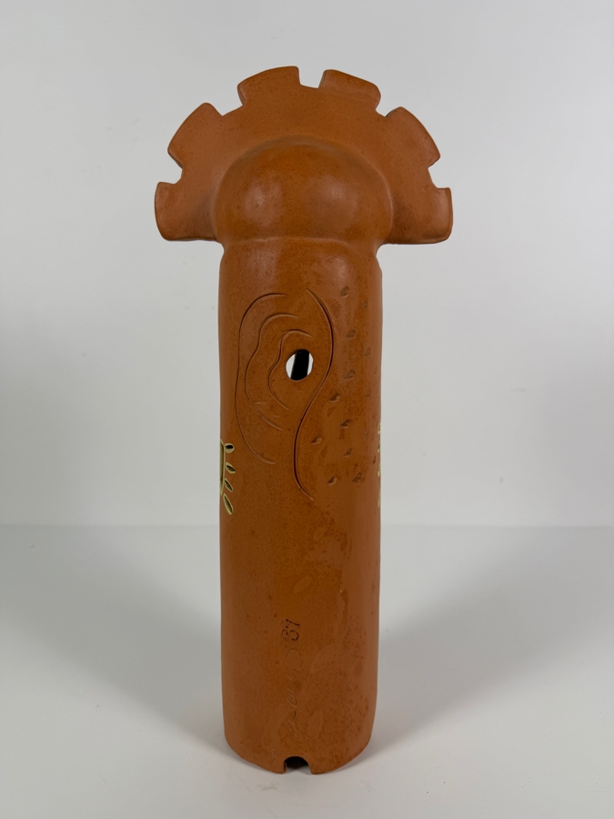 Robin Chlad Signed Terracotta 'Hopi Sun Kachina' Luminaria Sculpture Dated 1989 7W X 16H [Photo 9]
