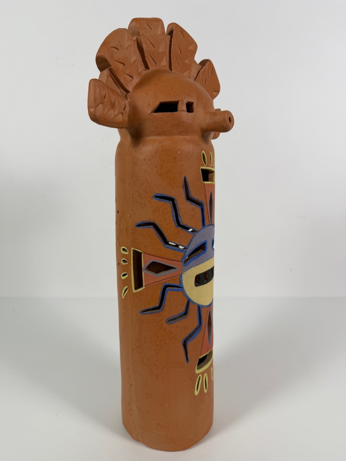 Robin Chlad Signed Terracotta 'Hopi Sun Kachina' Luminaria Sculpture Dated 1989 7W X 16H [Photo 7]