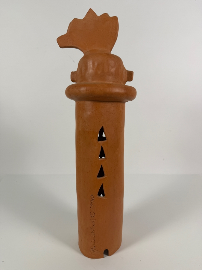 Robin Chlad Signed Terracotta Luminaria Sculpture Dated 1990 6W X 18H [Photo 6]