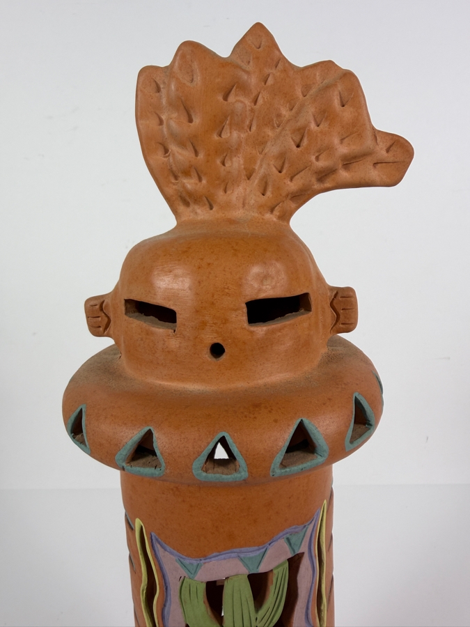 Robin Chlad Signed Terracotta Luminaria Sculpture Dated 1990 6W X 18H [Photo 4]