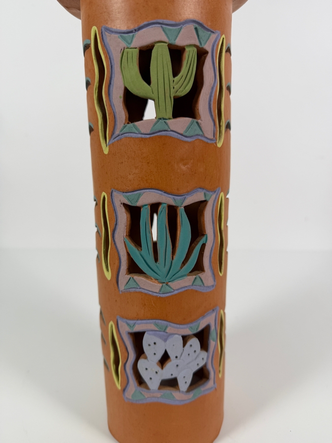Robin Chlad Signed Terracotta Luminaria Sculpture Dated 1990 6W X 18H [Photo 3]