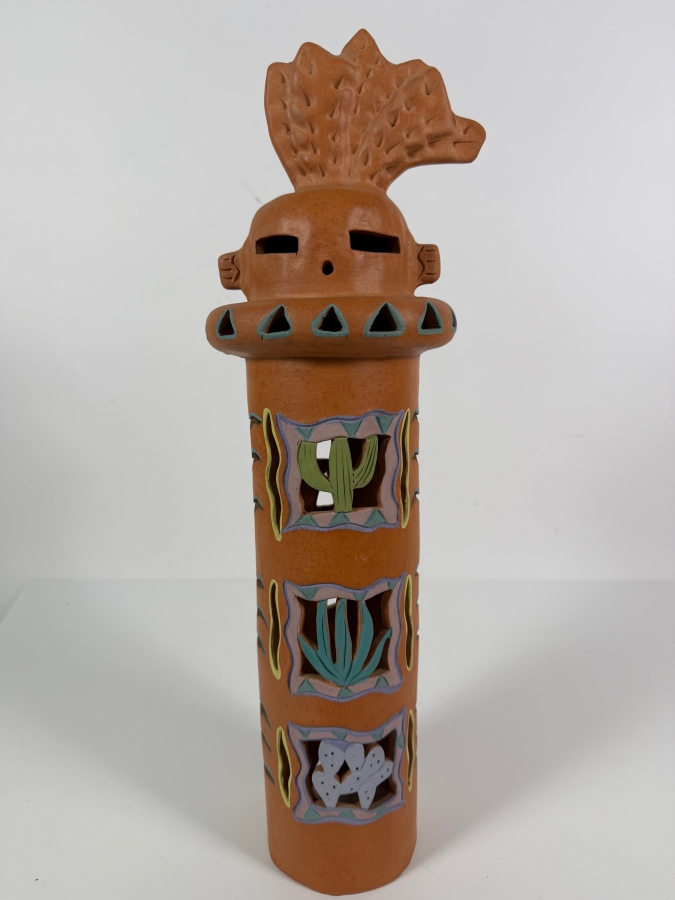 Robin Chlad Signed Terracotta Luminaria Sculpture Dated 1990 6W X 18H [Photo 2]