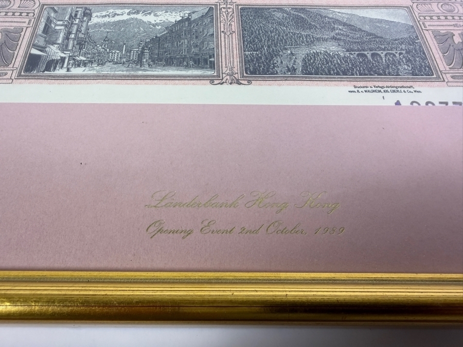 Antique 1912 Mittenwaldbahn Lokalbahn 200 Kronen Bond from Austria Framed 14.5 X 19 [Photo 3]