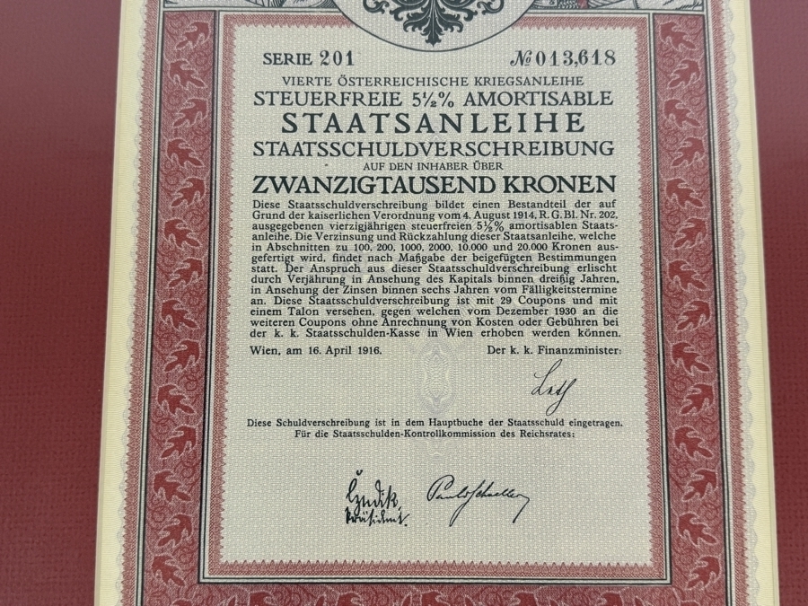 Antique 1916 Fourth Austrian War Loan Framed 14.5 X 19 [Photo 5]