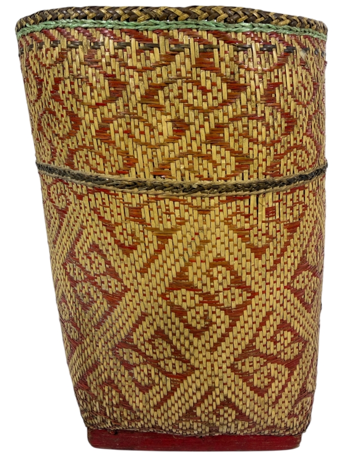 Traditional Dayak Wedding Dowry Basket from Borneo 9.5H