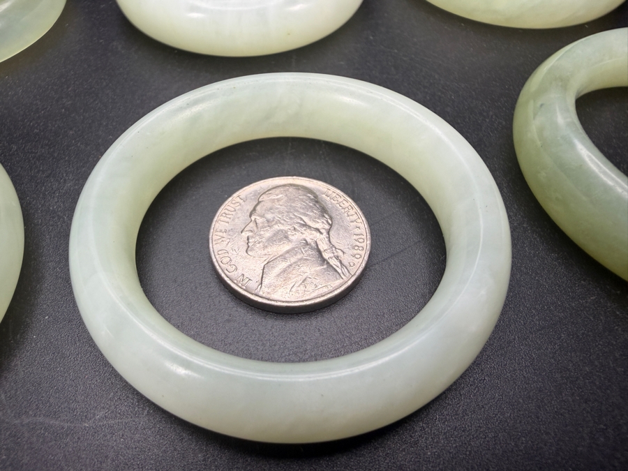 (6) Chinese Jade Carved Pendant Small Bangles For Child 2'W [Photo 3]