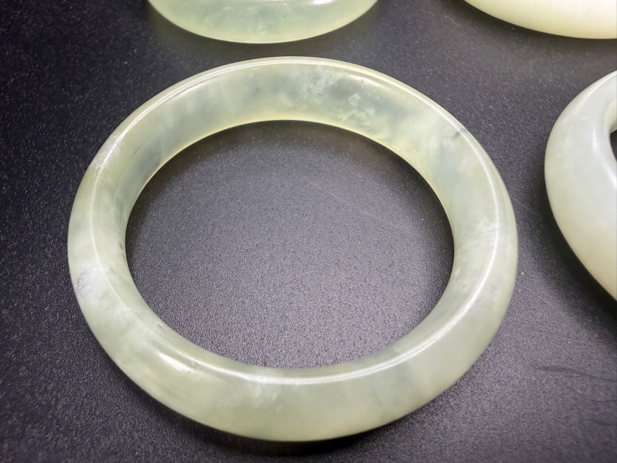 (6) Chinese Jade Carved Pendant Small Bangles For Child 2'W [Photo 2]