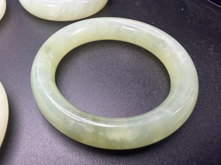 (6) Chinese Jade Carved Pendant Small Bangles For Child 2'W [Photo 4]