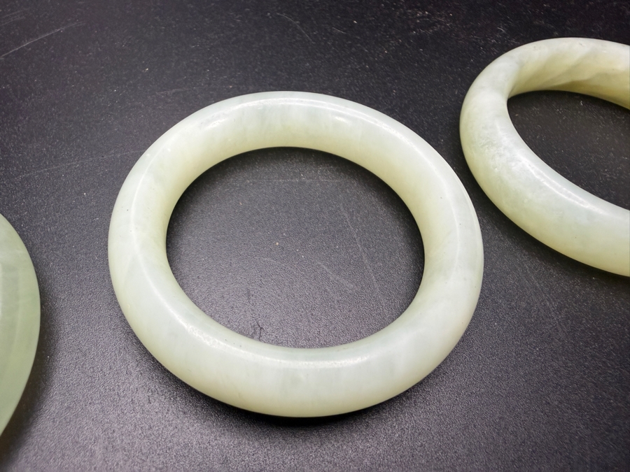 (6) Chinese Jade Carved Pendant Small Bangles For Child 2'W [Photo 6]