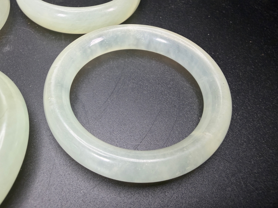 (6) Chinese Jade Carved Pendant Small Bangles For Child 2'W [Photo 4]
