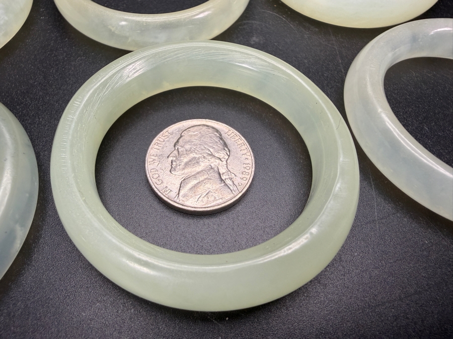 (6) Chinese Jade Carved Pendant Small Bangles For Child 2'W [Photo 3]