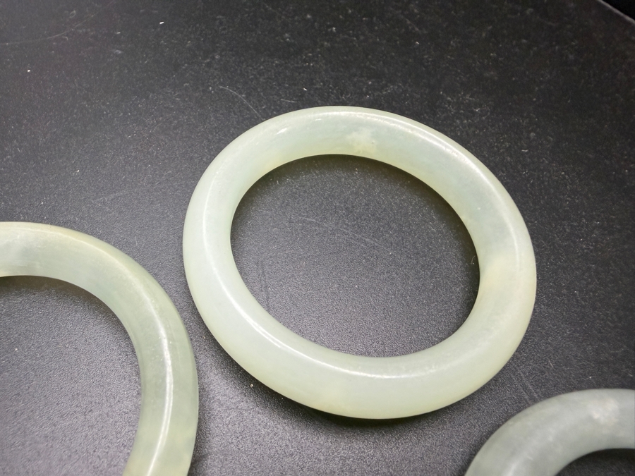 (6) Chinese Jade Carved Pendant Small Bangles For Child 2'W [Photo 7]