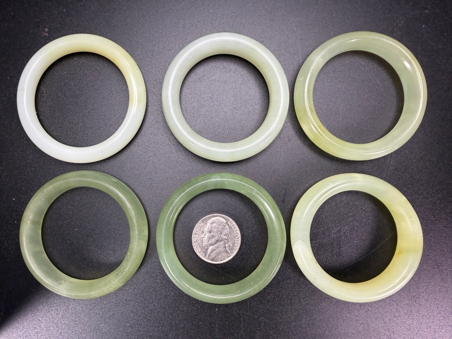 (6) Chinese Jade Carved Pendant Small Bangles For Child 2'W [Photo 2]