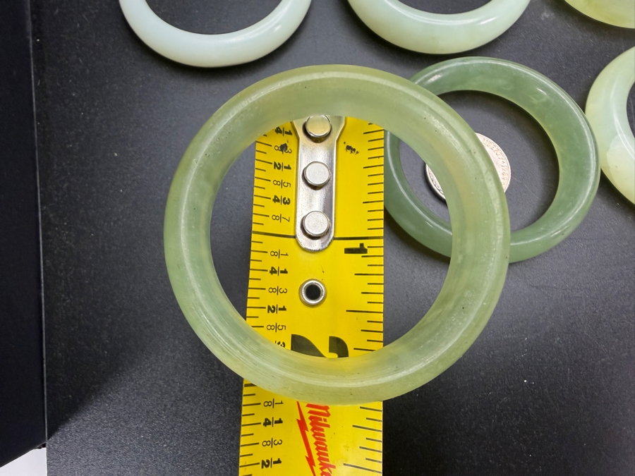 (6) Chinese Jade Carved Pendant Small Bangles For Child 2'W [Photo 9]