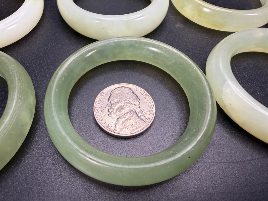 (6) Chinese Jade Carved Pendant Small Bangles For Child 2'W [Photo 4]