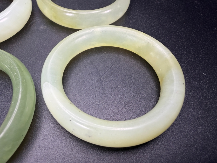 (6) Chinese Jade Carved Pendant Small Bangles For Child 2'W [Photo 5]