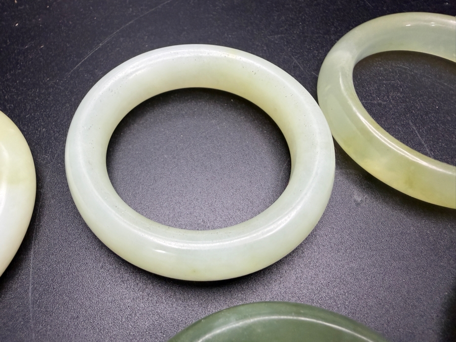 (6) Chinese Jade Carved Pendant Small Bangles For Child 2'W [Photo 7]