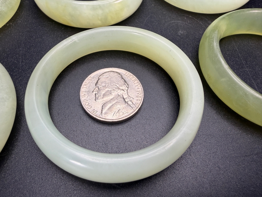 (6) Chinese Jade Carved Pendant Small Bangles For Child 2'W [Photo 3]