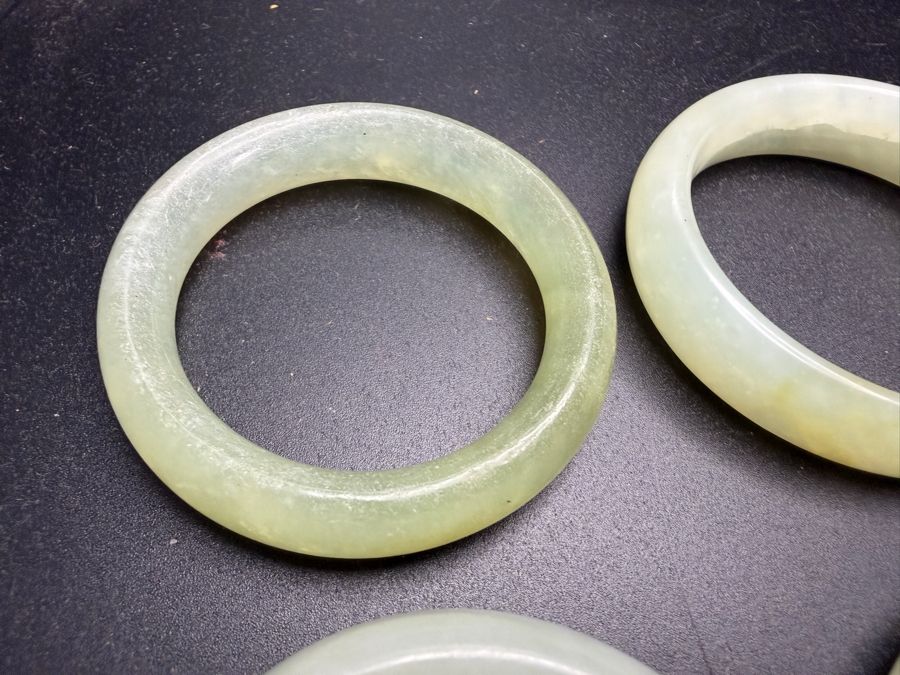 (6) Chinese Jade Carved Pendant Small Bangles For Child 2'W [Photo 7]