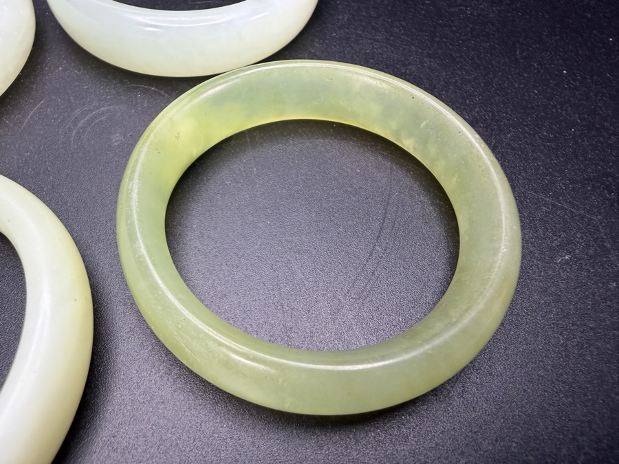 (6) Chinese Jade Carved Pendant Small Bangles For Child 2'W [Photo 4]
