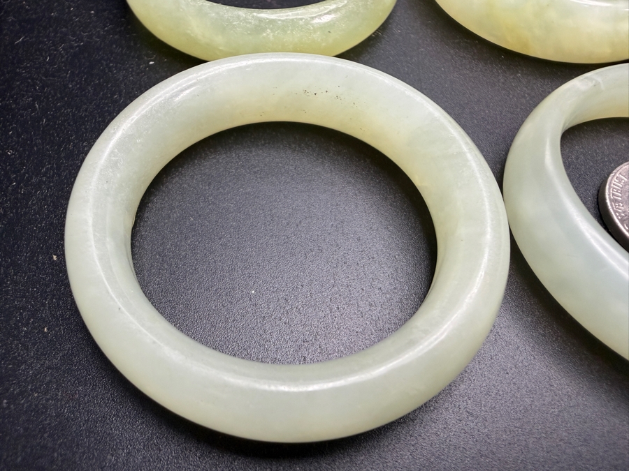 (6) Chinese Jade Carved Pendant Small Bangles For Child 2'W [Photo 2]