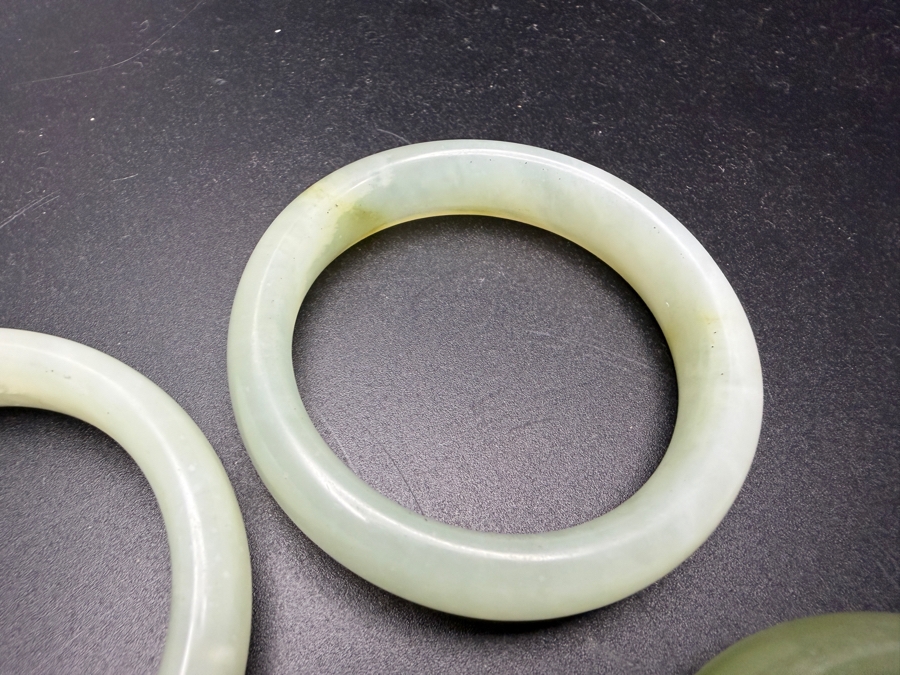 (6) Chinese Jade Carved Pendant Small Bangles For Child 2'W [Photo 5]