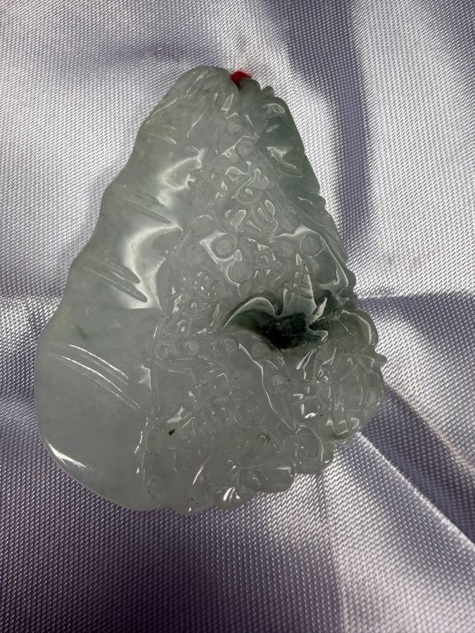 Chinese Pale Green Jadeite Carved Laughing Buddha Pendant [Photo 2]