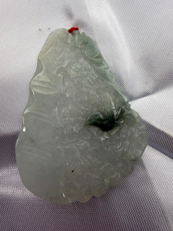 Chinese Pale Green Jadeite Carved Laughing Buddha Pendant [Photo 8]
