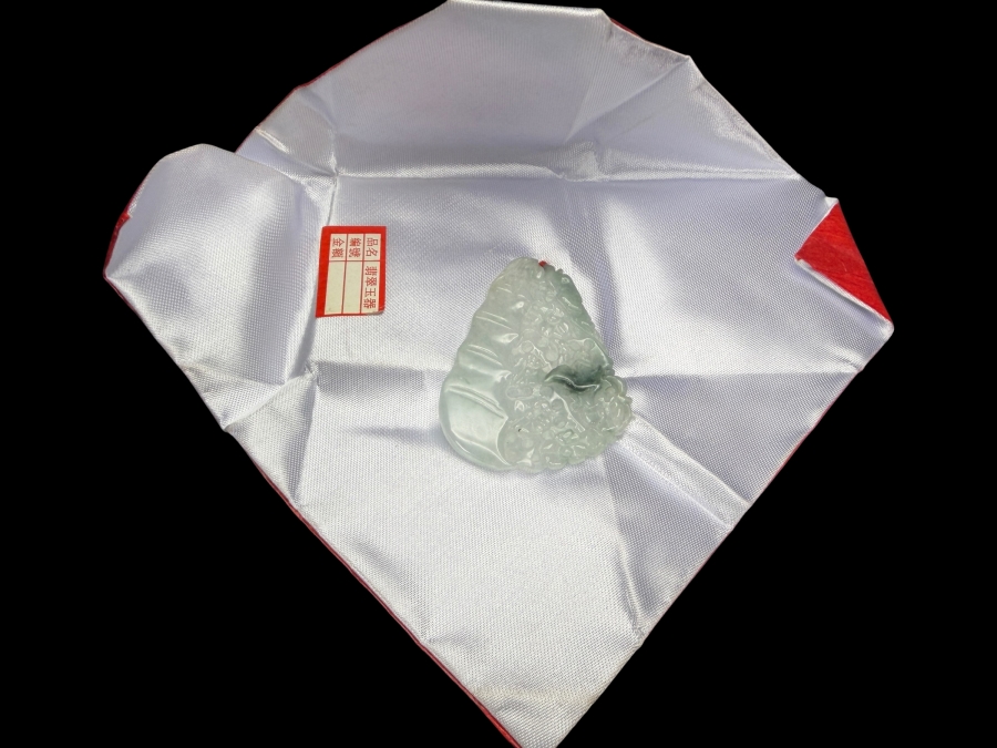 Chinese Pale Green Jadeite Carved Laughing Buddha Pendant
