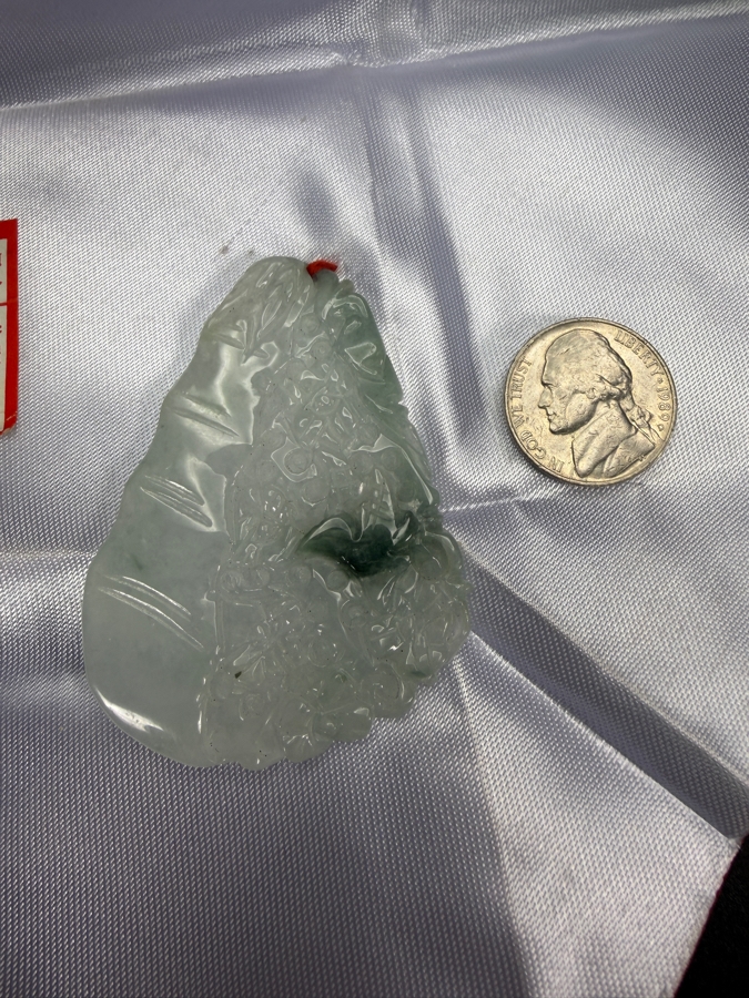 Chinese Pale Green Jadeite Carved Laughing Buddha Pendant [Photo 7]