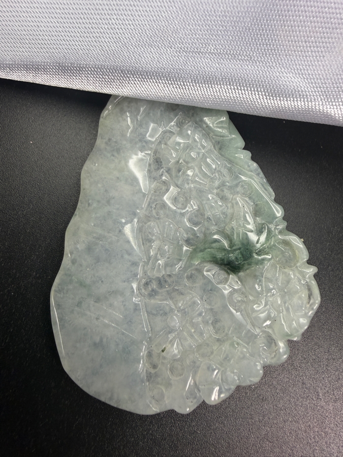 Chinese Pale Green Jadeite Carved Laughing Buddha Pendant [Photo 5]