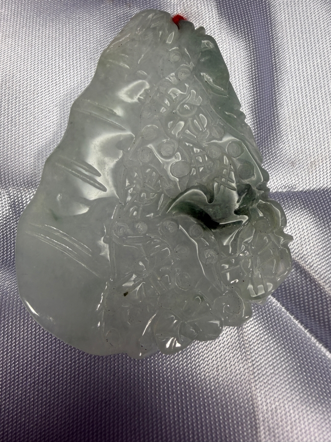 Chinese Pale Green Jadeite Carved Laughing Buddha Pendant [Photo 3]