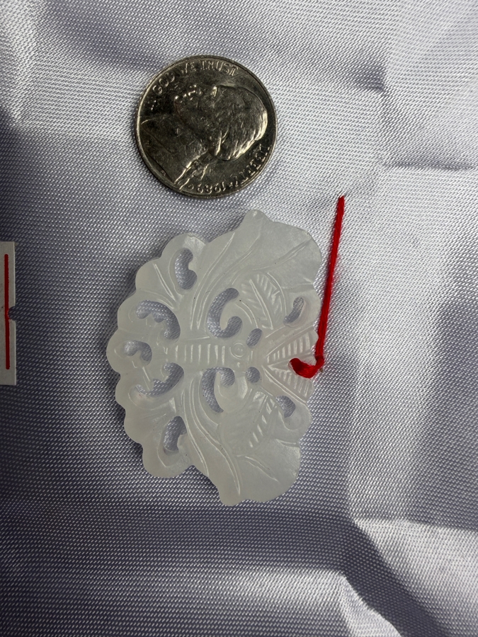 Chinese White Jadeite Openwork Pierced Carved Butterfly Pendant [Photo 4]