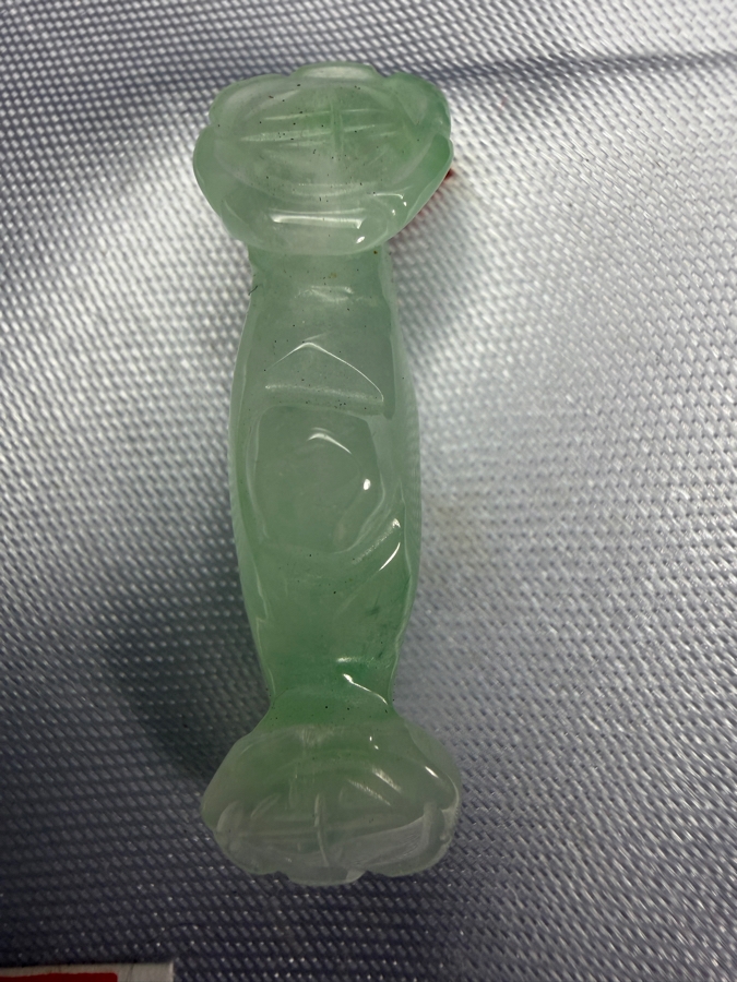 Chinese Jadeite Carved Ruyi Scepter Staff Feng Shui Pendant [Photo 3]