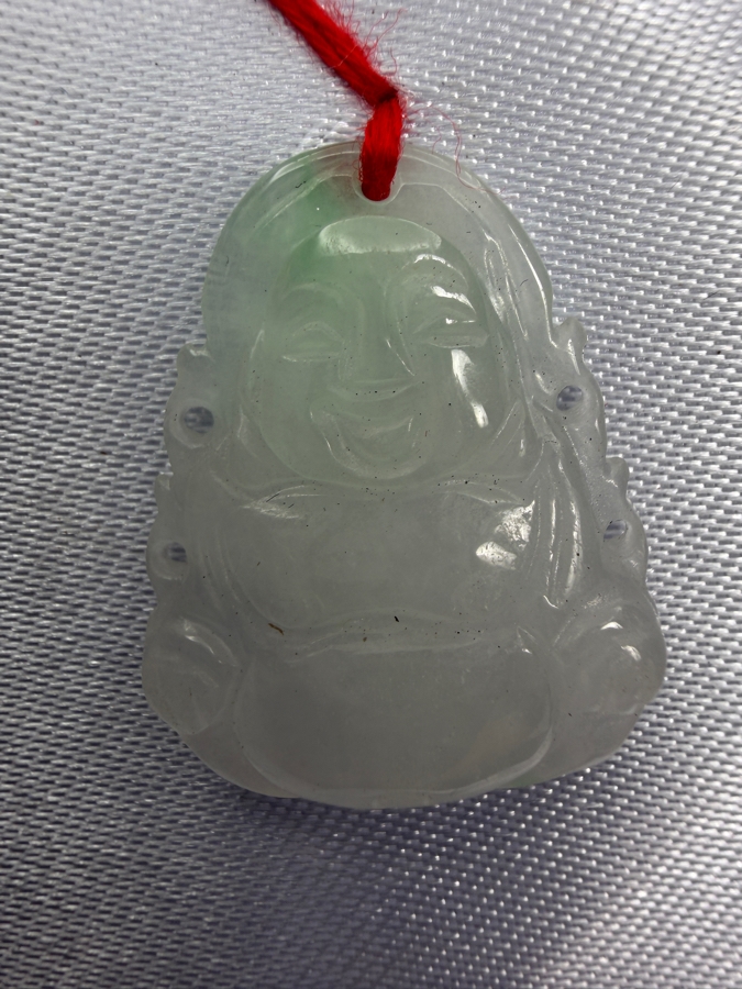 Chinese Jadeite Carved Laughing Buddha Pendant [Photo 3]