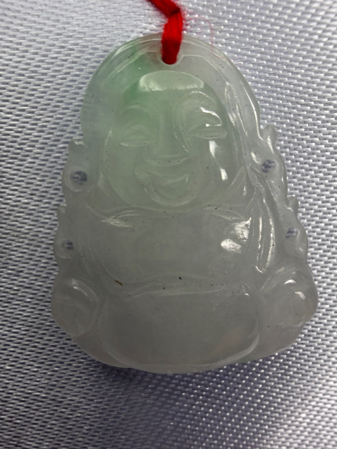 Chinese Jadeite Carved Laughing Buddha Pendant