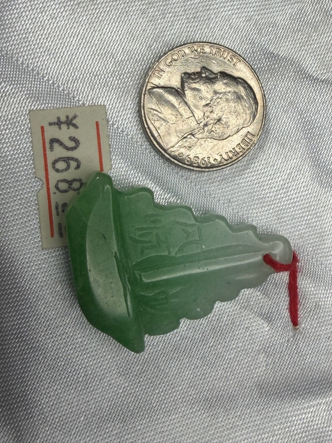 Chinese Jadeite Carved Multi Tier Pagoda Blessing Pendant [Photo 6]