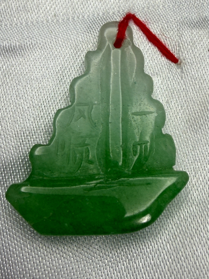 Chinese Jadeite Carved Multi Tier Pagoda Blessing Pendant
