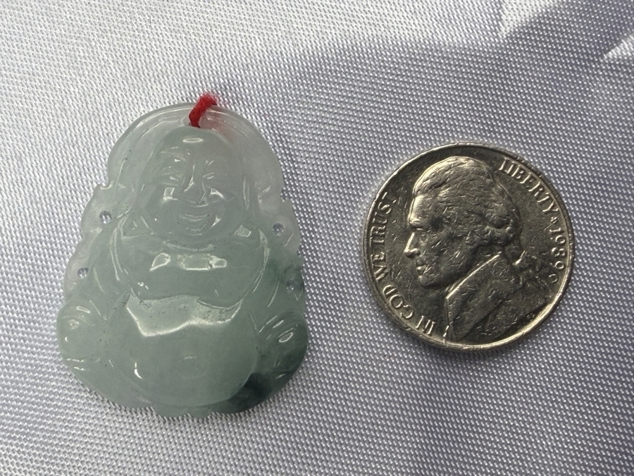 Chinese Jadeite Carved Laughing Buddha Pendant [Photo 4]
