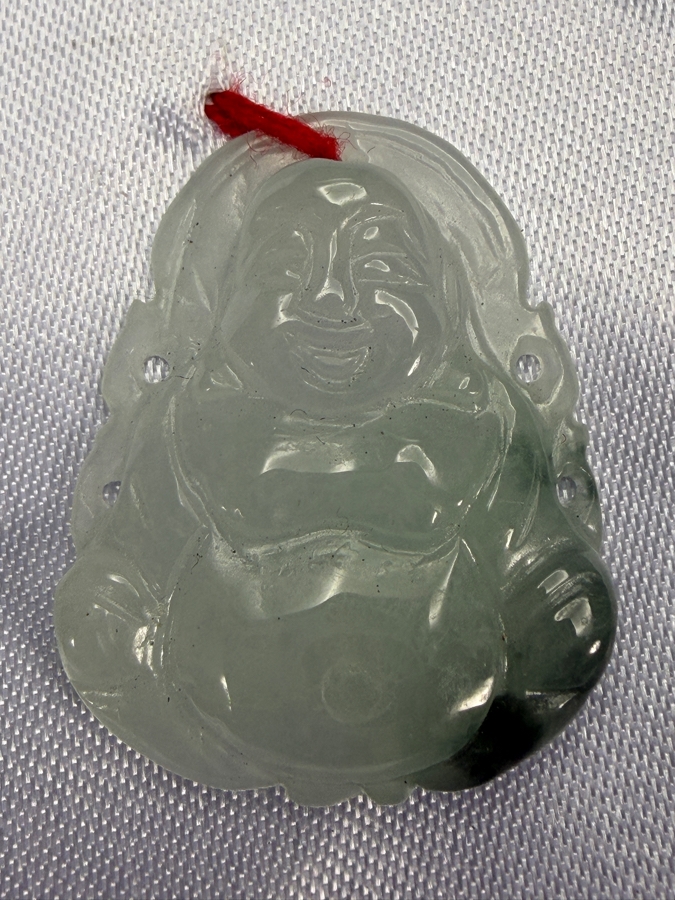 Chinese Jadeite Carved Laughing Buddha Pendant
