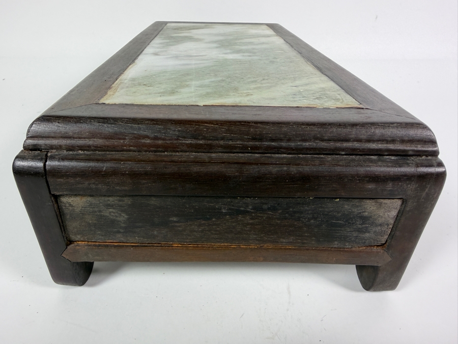 Chinese Qing Dynasty Style Pierced Rosewood Scholar Stand Inset Dreamstone Dali Marble Plaque Display Base 13.5'W X 7'D X 3.5'H [Photo 5]